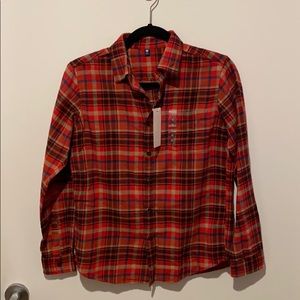 Red Plaid Flannel Shirt - Uniqlo